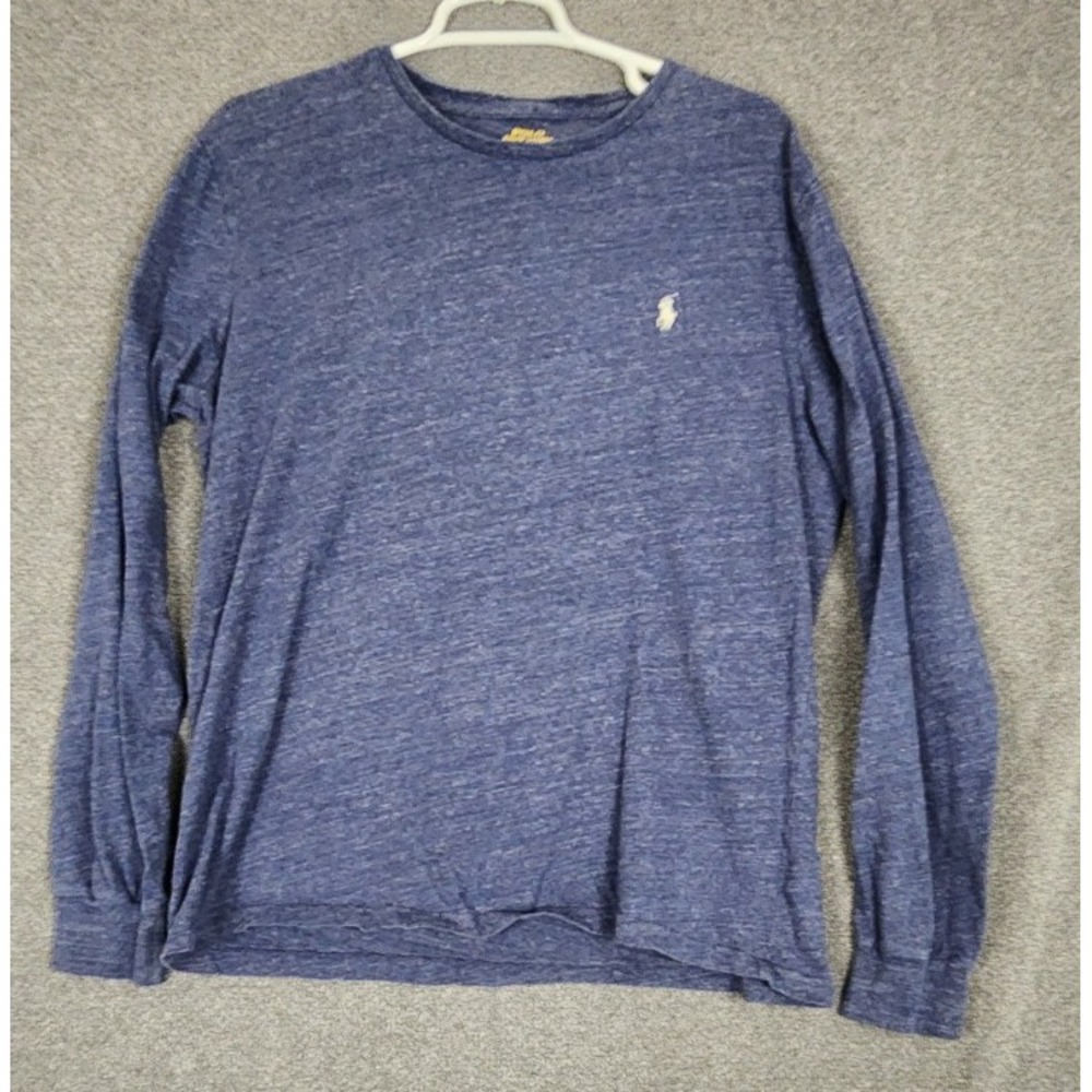 Polo Ralph Lauren Men's Large Long Sleeve Crew Neck T-Shirt Heather Navy
